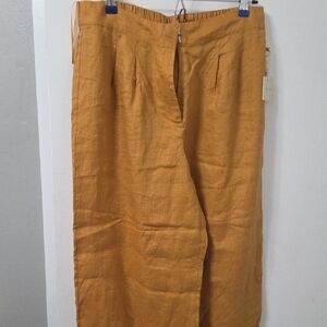 Magaschoni Golden Linen Extra Wide Leg Ankle Pants